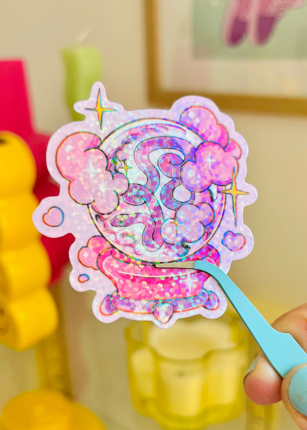 Crystal Ball ✶ Glitter Hollographic Die Cut sticker - preview