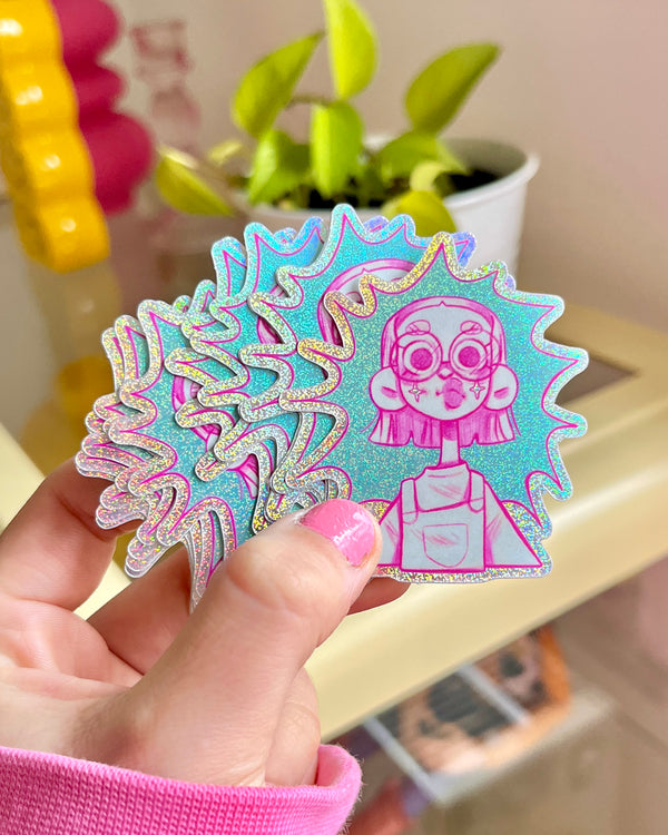 Sketchbook Girl 2 ✶ Die Cut Glitter sticker