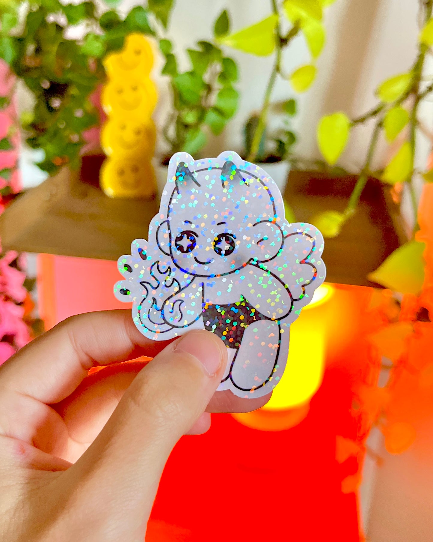 Baby Demon - Glitter Holographic Die Cut sticker