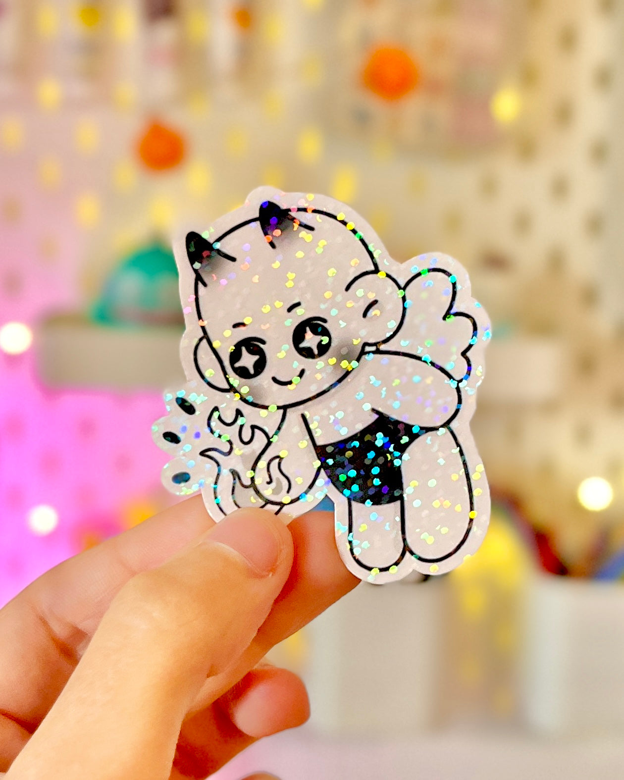 Baby Demon - Glitter Holographic Die Cut sticker