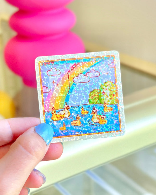 Hook a duck - Holographic Die Cut sticker